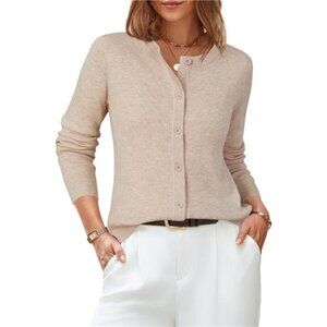 Women's Wool Blended Cardigan Sweaters Lightweight Apricot